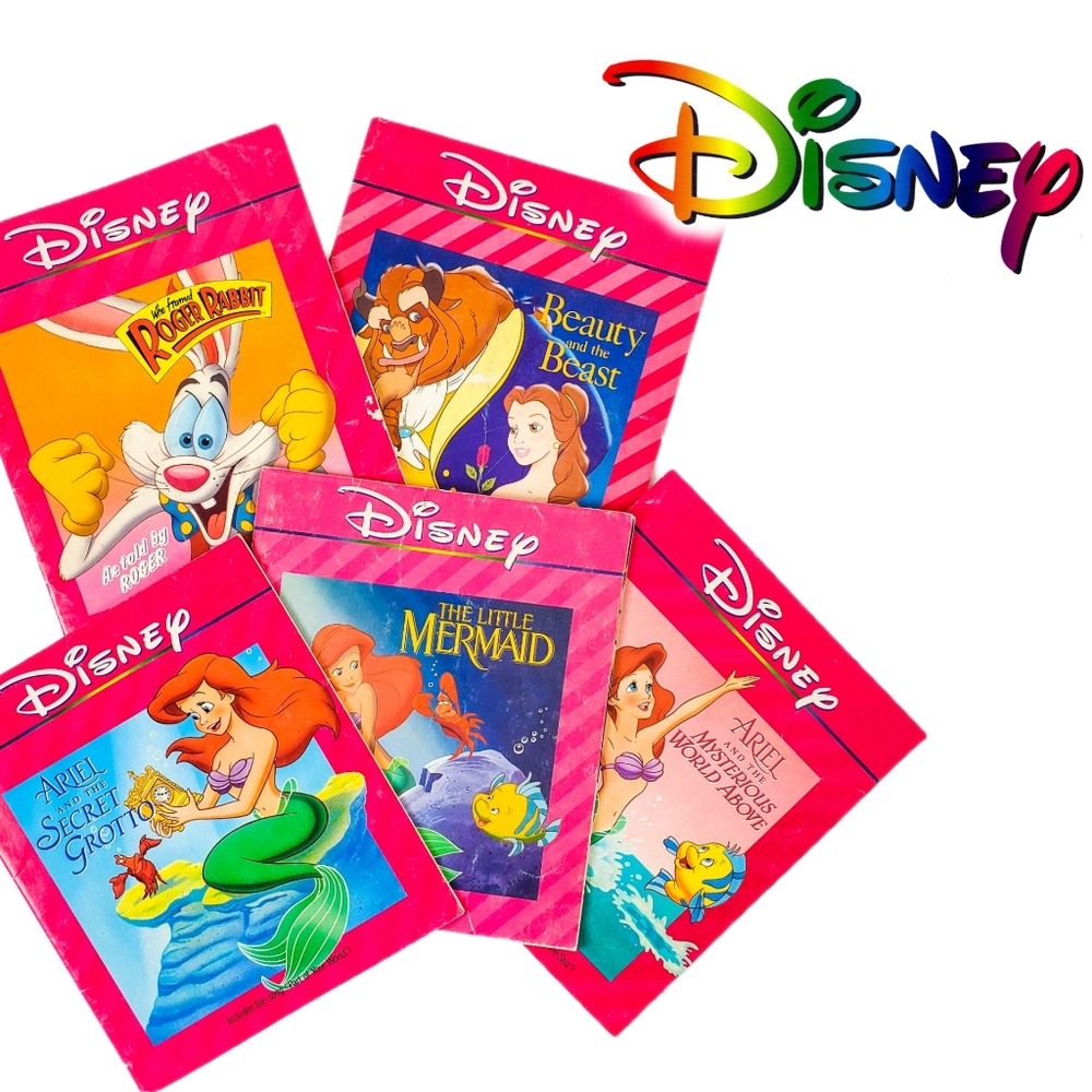 Vintage 1990s Disney Take-a-Tape Read Along Pink Cassette Movie Books (5)